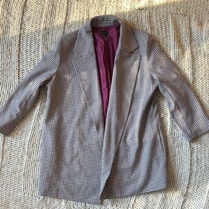 Ann Taylor Plaid Blazer with Purple Lining